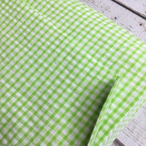 FINAL Clearance Bright Green Seersucker Gingham Check Fabric Finders 100 percent Green Cotton Seersucker Gingham Fabric 60 inch width