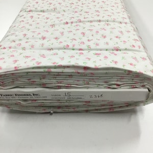 Pink and Green Floral Print 2368 Cotton Fabric Finders 100 percent Cotton Floral on White Fabric 60 inch width Fabric by the Yard