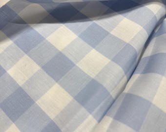 Blue Gingham Fabric 1 Inch Gingham Fabric Finders Check Fabric Blue one Inch Cotton Gingham Fabric 60 inch width Fabricby the Yard
