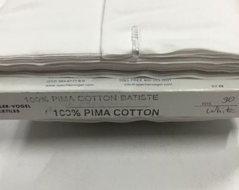 Pima Cotton White Batiste Spechler Vogel Pima Batiste Cotton Batiste Heirloom Fabric 44” fabric White Cotton Batiste Fabric continuous cut