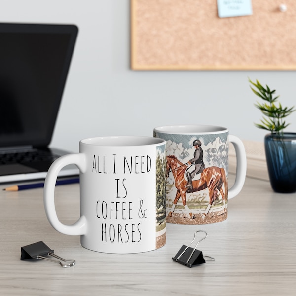 English Horse Rider Coffee and Tea Mug 11oz, Barn Mug Gift, Dressage Coffee Mug, Hunter Jumper Mug, Horse Lover Gift, Horse Coffee Cup