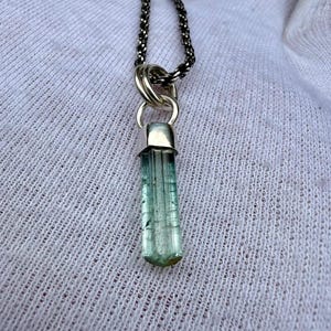 Blue Tourmaline Pendant, Raw Tourmaline Crystal Pendant, Solid Sterling Silver Crystal Cap, Natural Crystal Necklace image 4