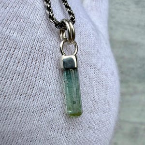 Blue Tourmaline Pendant, Raw Tourmaline Crystal Pendant, Solid Sterling Silver Crystal Cap, Natural Crystal Necklace image 10