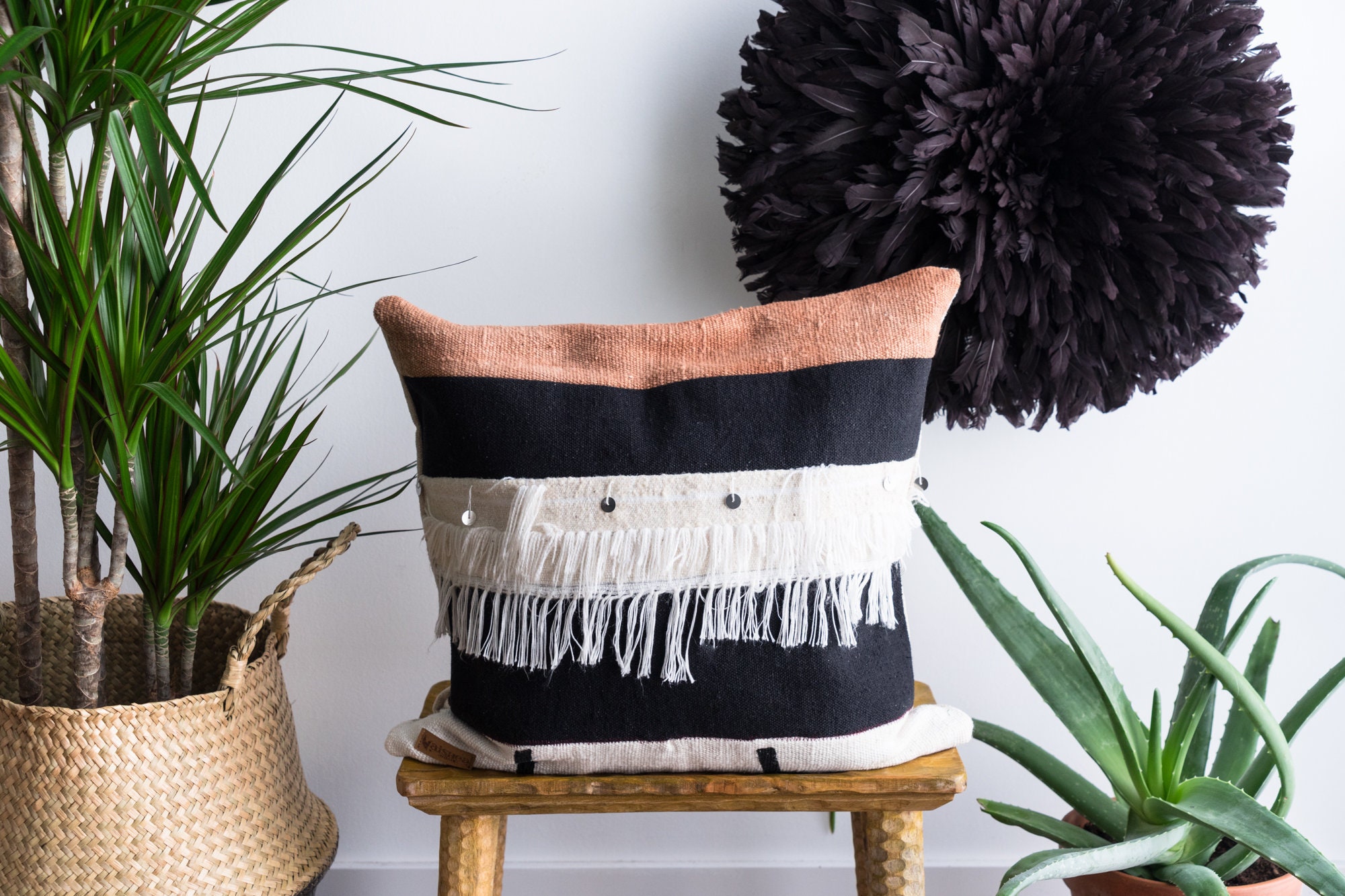 Coussin en Tissu Bogolan. Coussin Patchwork. Unique. Design.