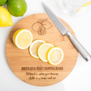 Personalised G&T Chopping Board, Gin and Tonic, Drinks Chopping Board, Chopping Board, Gin Lovers Gift, Personalised Gin and Tonic, Gin Gift