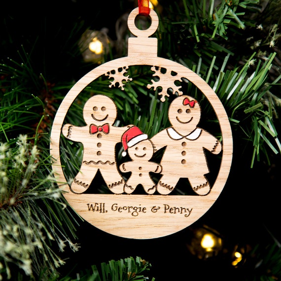Personalised Family Christmas XMAS Tree Decoration Bauble Gift Ornament