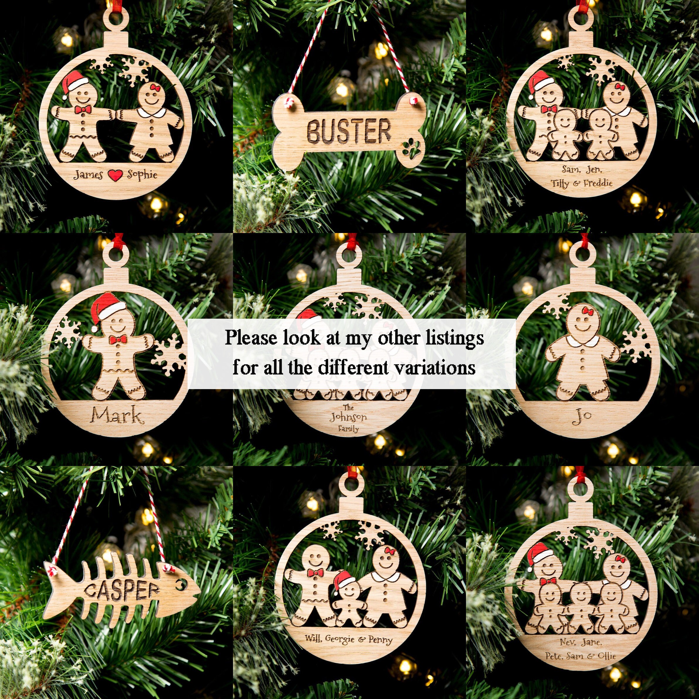 Family Christmas Tree Decorations Personalised Christmas Etsy UK
