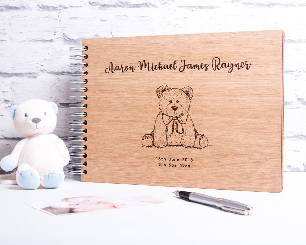 Baby Keepsake Book Personalised Baby Teddy Gift Christening Etsy UK