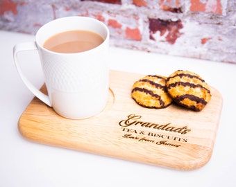 Personalised Tea & Biscuit Board, Christmas Present, Grandad, Grandfather, Nanny, Grandma, Thank You Gift, Tea Coffee Biscuits Cake Gifts