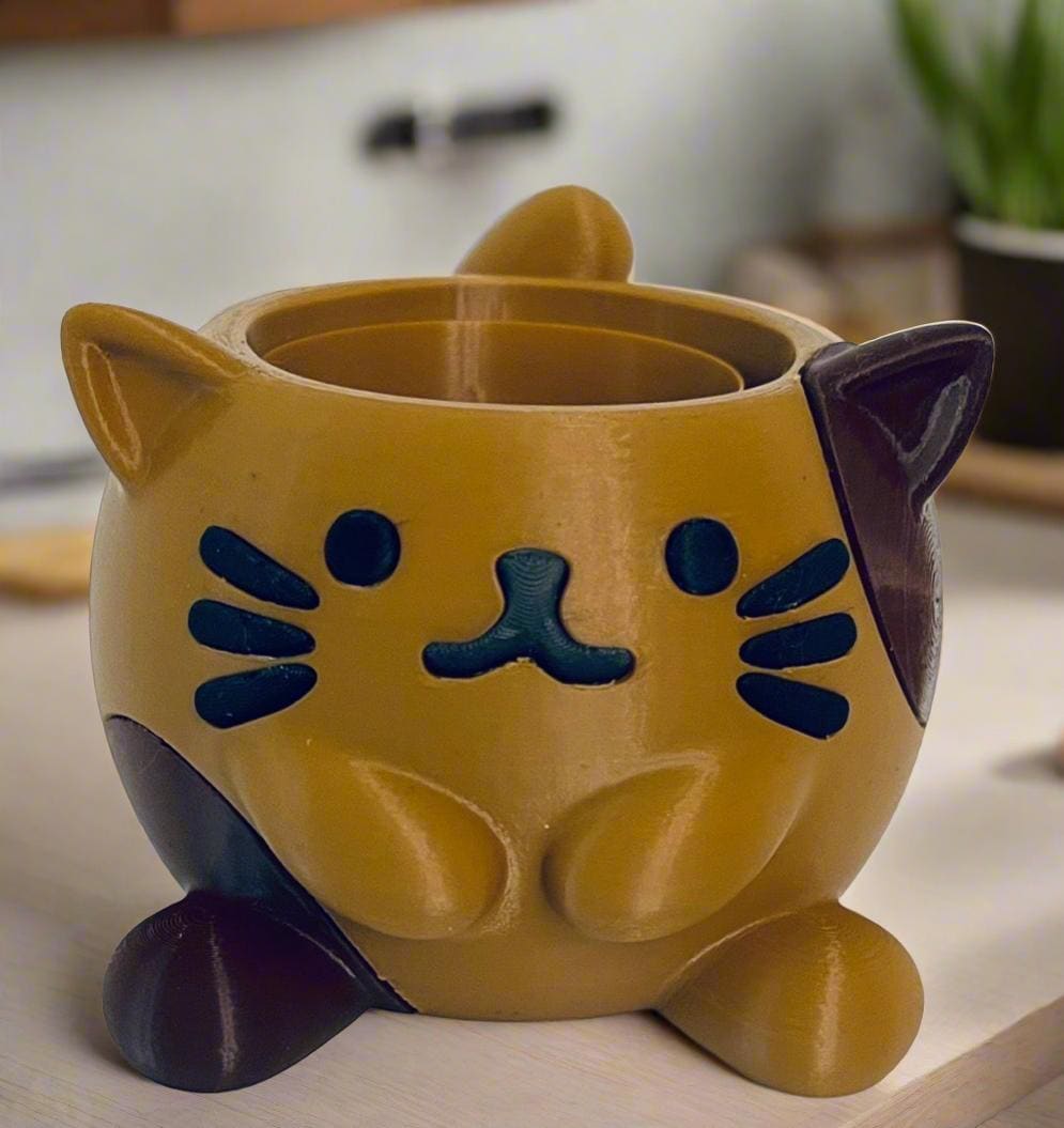 3Dプリントの猫型プランターポット（ドリップトレイ付き） - Etsy 日本