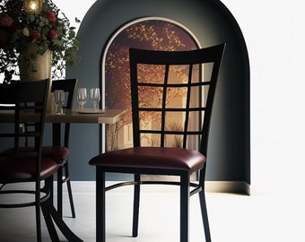 Set of 2 Window Pane Back Black Dining Chairs + FREE Shipping