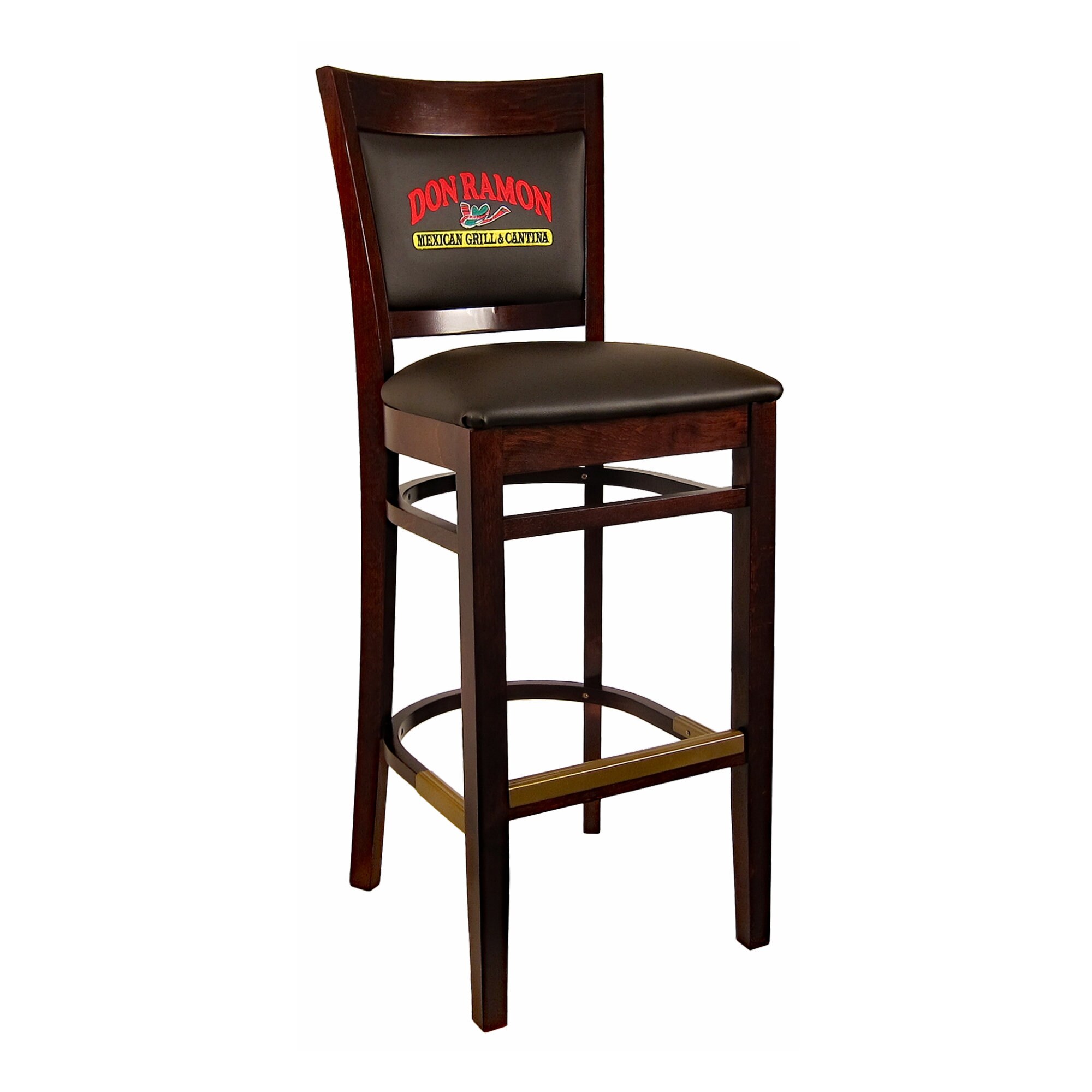 Custom Restaurant Bar Stool W/ Embroidery of Own Sign. Shellie's Wood
