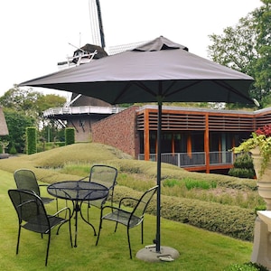 5 Piece Outdoor Dining Set, Patio Wrought Iron Table and Chairs Set for 4, Stackable Black Chairs for Garden, Backyard