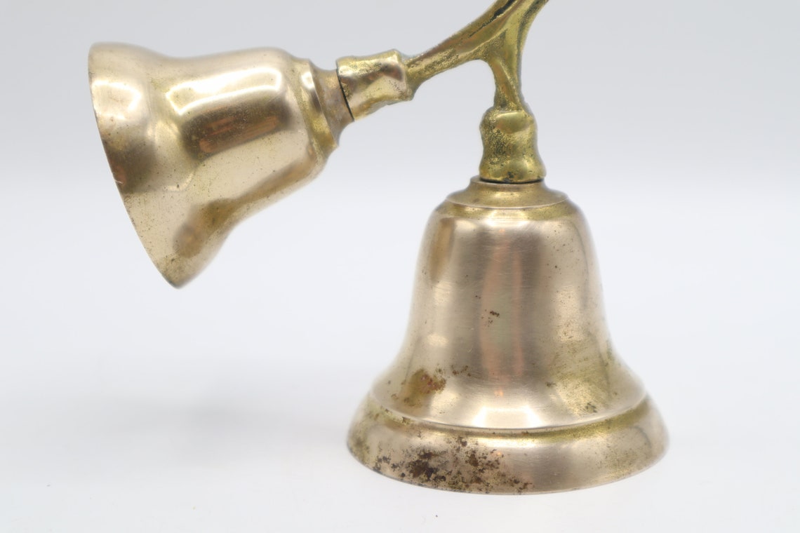 Vintage Brass Feather Double Bell Ringer Brass Feathered Etsy