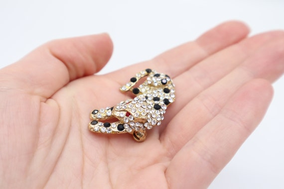 Vintage Jeweled Leopard Pin and Earring Set with … - image 4