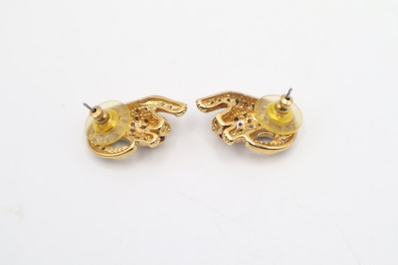 Vintage Jeweled Leopard Pin and Earring Set with … - image 10