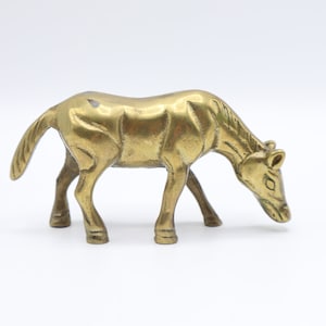 Small Brass Horse Figurine - Vintage Horse Decor - Gift for Horse Lovers - Mini Brass Animals - Mid Century Brass - Barn Horse - Ranch Cabin