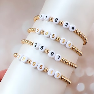 Pulsera de fecha personalizada, día especial, nombre personalizado, pulsera, número de la suerte, pulsera, regalo de cumpleaños, fecha de cumpleaños/boda, regalo para mamá