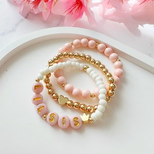 Pulsera de hermana mayor, pulsera de hermana pequeña, juego de 3, hermana mayor, hermana pequeña, pulsera con nombre, joyería para niños, hermanos, corona de princesa, personalizada