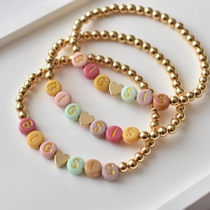 Pulsera a juego para hermana mayor y hermana menor, pulseras coloridas para hermanas, joyas para niños pequeños, regalo para bebé recién nacido, regalo personalizado para niños