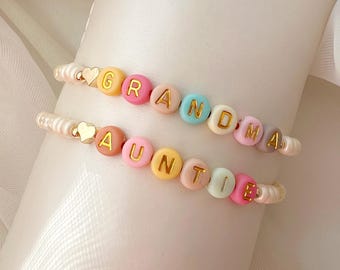 Pulsera de tía, regalo personalizado para tía, regalo de pulsera de nana, regalo del día de la madre, pulsera de abuela, abuela, regalo de tía nueva, regalo de mamá