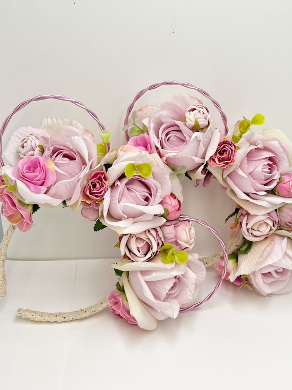 Disney Pink Floral Mouse Ear Headband Disney Parks Minnie Mouse Pink Floral Ears Headband For  main image 4