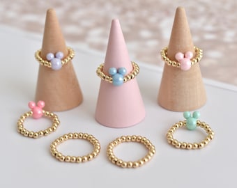 Musse Pigg pärlring, Musse Pigg smycken, guldfylld ring, stapelring, minimalistisk, festgåva, färgglad ring, födelsedagspresent, bästa vän present