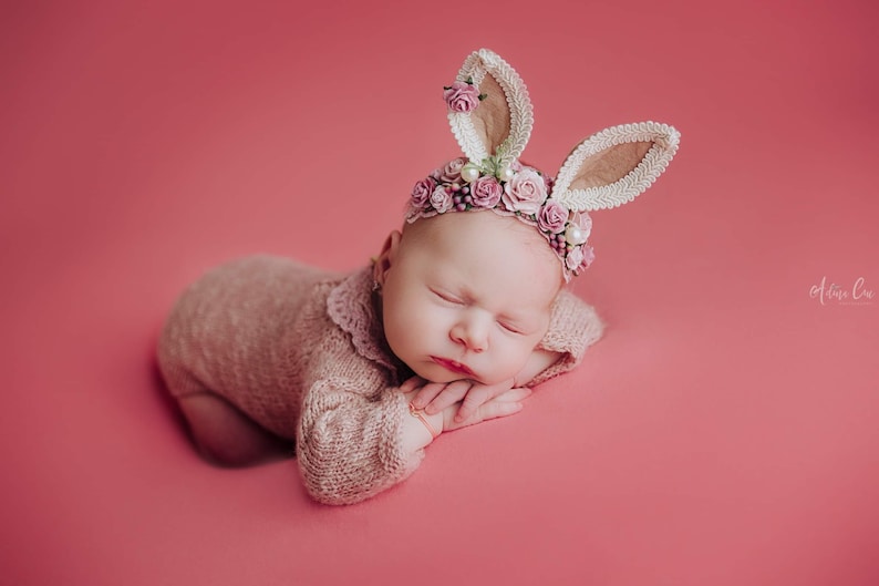 easter headband beautiful newborn bunny headband baby bunny prop bunny girl gift Bunny ears headband animal ears