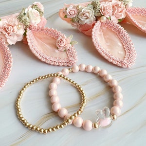 Birthday bunny ears headband, bunny bracelet, some bunny is one, pink bunny, birthday bunny, pink and gold bunny ears, party favors