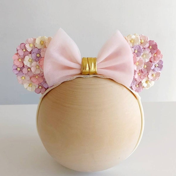 Mouse ears, pastel headband, Minnie Mouse headband, Minnie ears, Mouse prop, birthday headband, flower crown, ears headband, Minnie Mouse