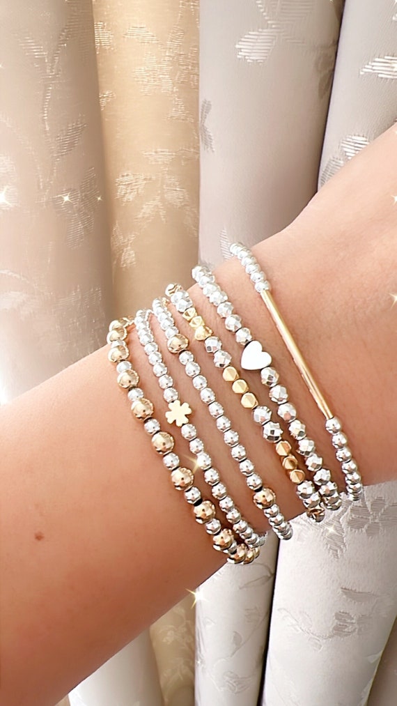Two Tone Bracelet, Gold and Silver Bracelet, Mixed Metal  display picture 2