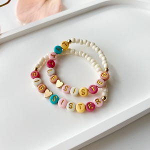 Big sister bracelet, big sis name bracelet, colorful, sister bracelets, toddler jewelry, new baby gift, personalized gift for kids, sisters