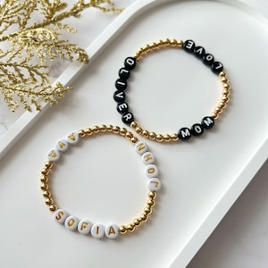 Pulsera de cuentas con nombre personalizado, pulsera con nombre de niños, pulsera familiar, nombre personalizado, pulsera de cuentas con nombre de letra, nombres múltiples, regalo para mamá