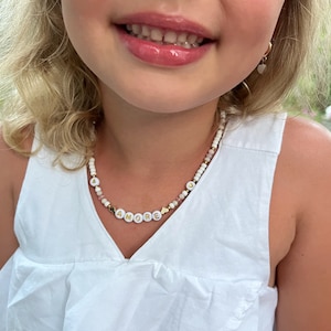Personalized beaded necklace, kids name jewelry, flower girl, heart necklace, custom  necklace, beaded choker, jewelry for girls