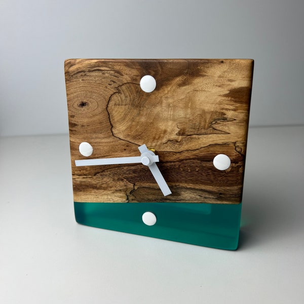 6x6” emerald and walnut table/mantle clock