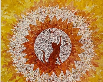 Animal Spirit! Print of the "Sunflower Leo" Cat Painting by Bronwen Valentine