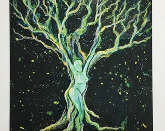 Tree Spirit- Print of the "Rooted in the Stars" Painting by Bronwen Valentine