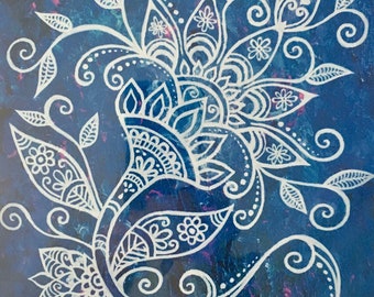 Lotus Bloom - Signed Print of the Star Flower Blooming Painting by Bronwen Valentine