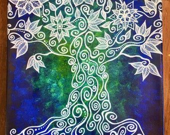 Tree of Life- Print on Canvas of the "Mother Earth Spirit" Painting by Bronwen Valentine- Signed by the Artist and Ready to Hang