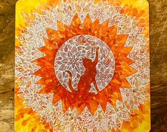 Art Magnet - Sunflower Leo Cat Spirit Painting by Bronwen Valentine