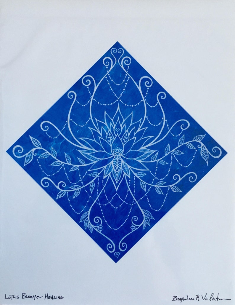 Signed Reproduction Print of the Lotus Bloom Healing Painting by