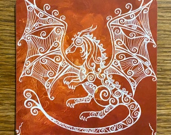 Art Magnet - Celtic Fire Dragon Spirit Painting by Bronwen Valentine