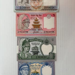 ネパール 2ルピー 紙幣 ネパール 10、5、2、1ルピー紙幣 4枚セット 1970年代～1990年代