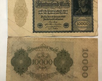 値引き可能　1922年発行 10000マルク 旧貨幣 ドイツ 10000マルク紙幣 1922年 旧紙幣(失効券) 古紙幣 古札