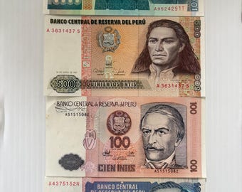 ベネズエラ 2000、500、100 ボリバル ヴィンテージ紙幣 4 枚セット