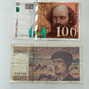 Frankreich 100, 20 Francs 1990s Bunte Banknoten Lot von 2 Banknoten Pre-Euro