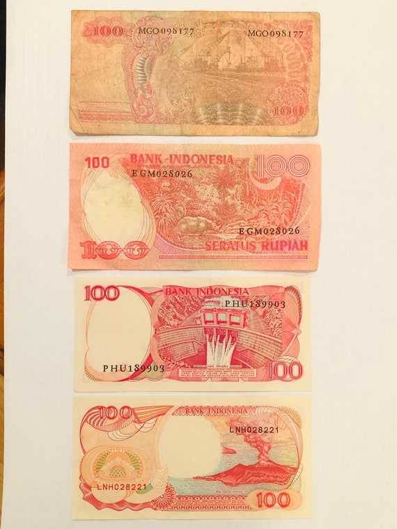 インドネシア 100 ルピア 1968-1992 紙幣 4 枚セット カラフル 装飾
