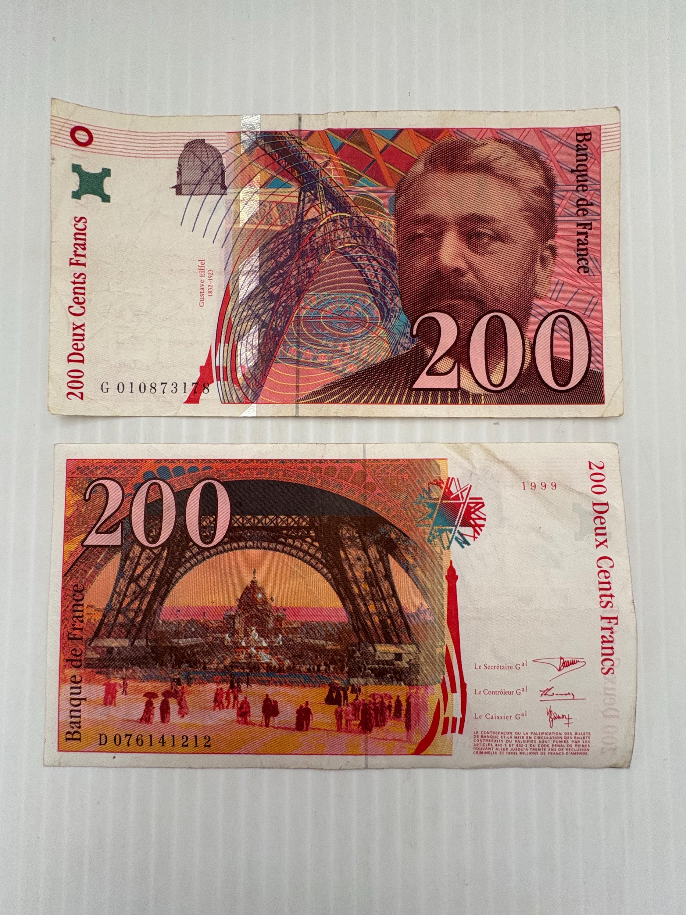 France 200 Francs Eiffel Tower Colorful Vintage 1990s Pre-euro - Etsy
