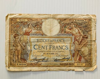 France 100 Francs 1933 - Pre-World War 2 Colorful Note!