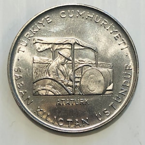 Turkey 2 1/2 Lira UN Food and Agriculture Organization 1970 Commemorative Issue Vintage Coin